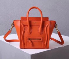 Celine Small Luggage Tote 20cm Orange Leather Bag