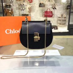 Chloe Drew Crossbody Bag Large 23cm Black Suede