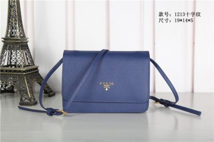 Prada Saffiano Leather Cross Body Bag 1213 Blue