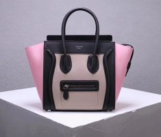 Celine Large Luggage Tote Bag 30cm Black Nude Pink
