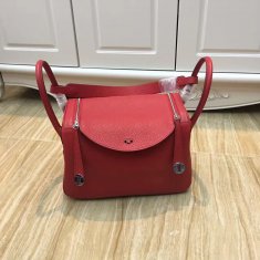 Hermes Lindy 30cm Handbag Red Silver