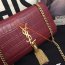 YSL Croco Tassel 24cm Chain Bag Burgundy Gold