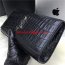 YSL Clutch 27cm Croco Leather Black Silver