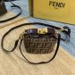 Fendi Mini Crossbody Bag Brown Canvas With Brown Leather