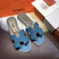 Hermes Flats Epsom Leather Sandals Blue Size 35-40