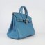 Hermes Birkin 25cm Handbag 6068 Blue Silver