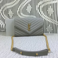 YSL Envelope Chain Bag Caviar Leather Grey 23cm