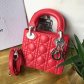 Lady Dior Lambskin 17cm Red Silver