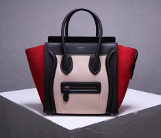 Celine Large Luggage Tote Bag 30cm Black Nude Red
