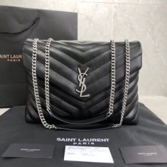 YSL Loulou 32cm Leather Bag Black Silver
