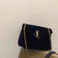 YSL Velvet Loulou Chain Shoulder Bag 25cm Blue