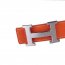 Hermes calf leather men H belt 138 silver/Orange
