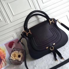 Chloe Marcie Cow Leather Tote Handbag Black