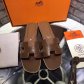 Hermes Women's Flats Calfskin Leather Slippers Brown