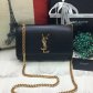YSL Smooth Leather Chain Bag 22cm Black Gold