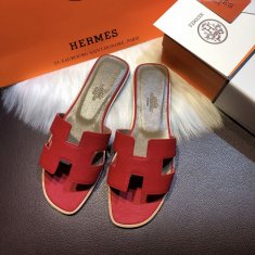 Hermes Flats Epsom Leather Sandals Red Size 35-40