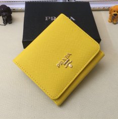 Prada 1M0176 Wallets Saffiano Leather in Yellow