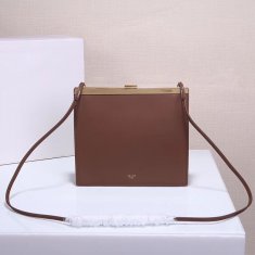 Celine Clasp Bag Smooth Leather Brown