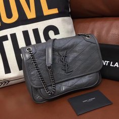 YSL Small Niki Chain Shoulder Bag 22cm Dark Grey