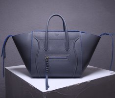 Celine Boston Handbag Pebble Leather Dark Grey