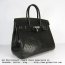 Hermes Birkin 35cm Ostrich Veins Handbags black silver