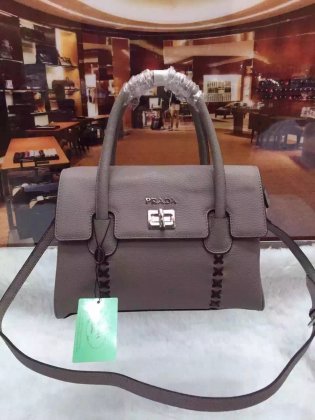 Prada Leather Handbag 2758 Grey