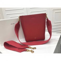 Celine Sangle 17.5cm Small Shoulder Leather Bag Red