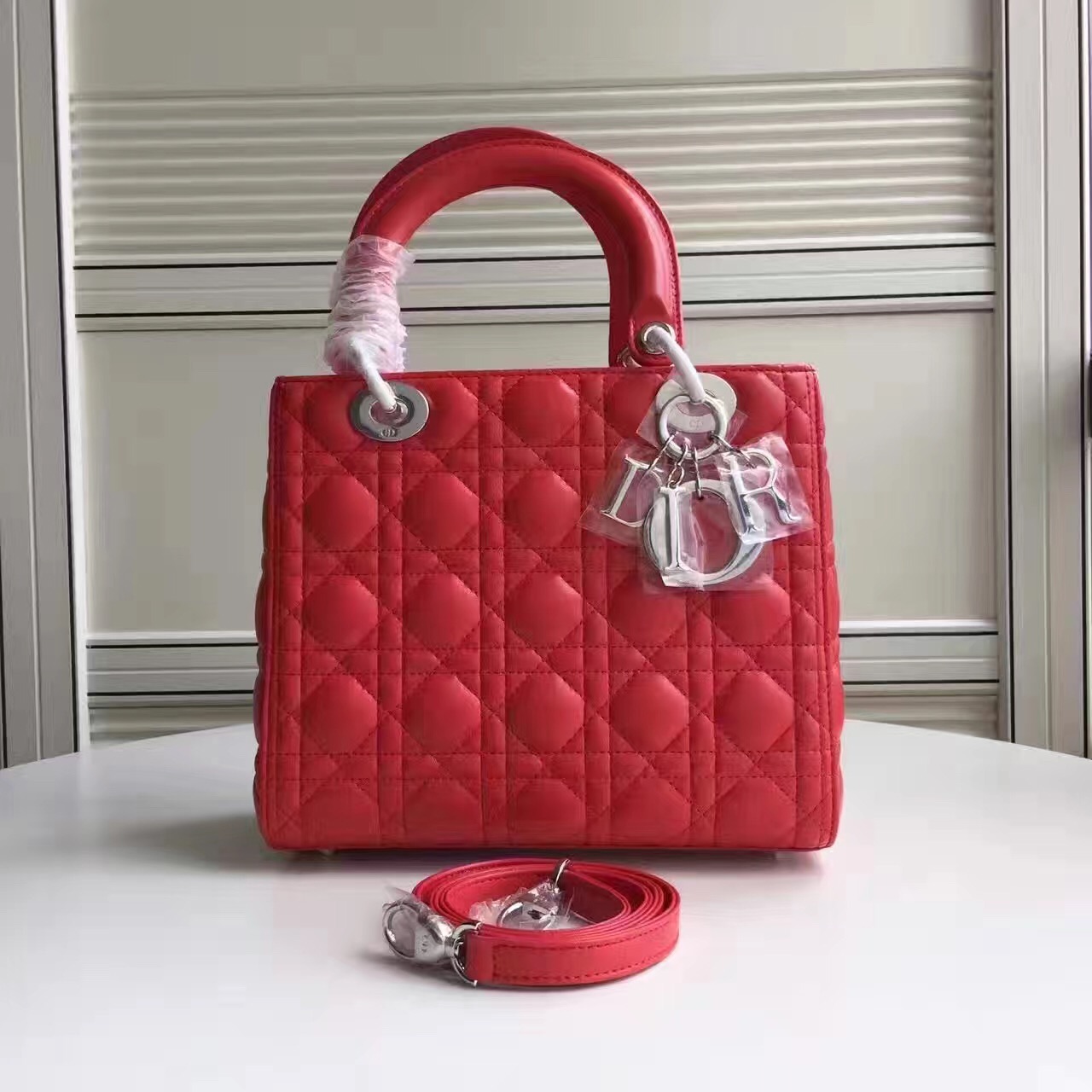 Lady Dior Lambskin 24cm Red Silver - $316.50 : Wholesale Replica ...