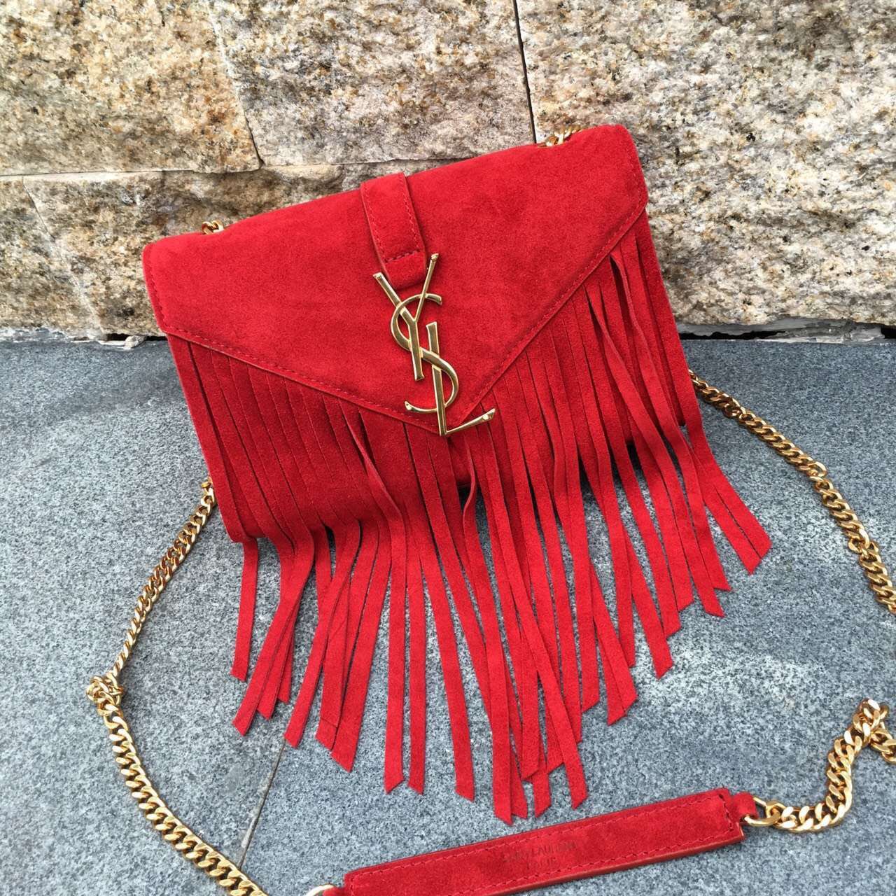 YSL Suede Leather Tassel 22cm Bag Red [YSL2017-1430] - $246.50 ...